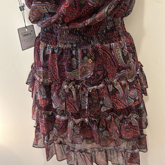 Laundry by Shelli Segal Tiered Ruffle Dress in Blissful Paisle size 0 NWT - Picture 7 of 10